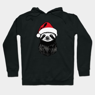 Christmas Sloth with Santa Hat Hoodie